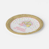 Einfarbige, rosa und goldfarbene Papierplatte 7", Pappteller (Schrägansicht)