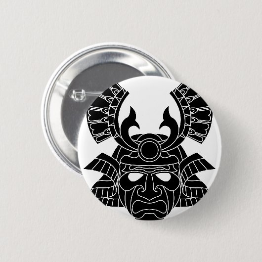 Einfarbige Samuraimaske Button (Vorne & Hinten)