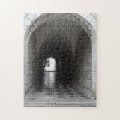 Einfarbige Schwarz-Weiß-Altstadt-Türe Kroatien Puzzle (Vertikal)