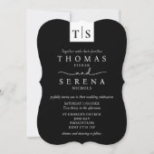 Einfarbige Schwarz-weiße QR-Code-Hochzeit Einladung (Vorderseite)