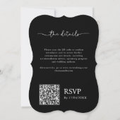 Einfarbige Schwarz-weiße QR-Code-Hochzeit Einladung (Rückseite)