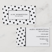 Einfarbige Schwarzweiss-Tupfen Visitenkarte (Vorne/Hinten)
