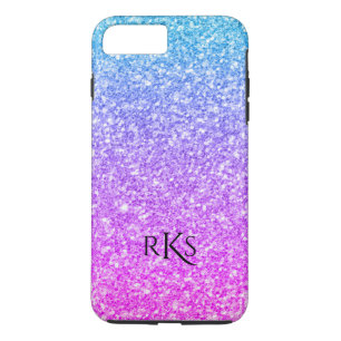 Einfarbige und blaue Glitzer-Druckmonogramm Case-Mate iPhone Hülle
