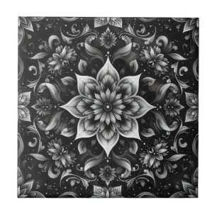 Einfarbige, Verzierte, florale Tile Fliese