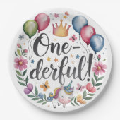 Einfärbige Wasserfarbe Einhorn Geburtstag Pappteller (Vorderseite)