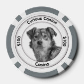 Einfarbiger Mischlingshund mit drei Textfeldern Pokerchips (Rückseite)