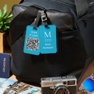 Einfarbiger QR-Code Scanne bei Verlust Hellblau Si Gepäckanhänger