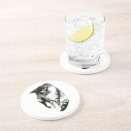 Einfarbiger Tabby-Cat-Untersetzer Getränkeuntersetzer (Seite)