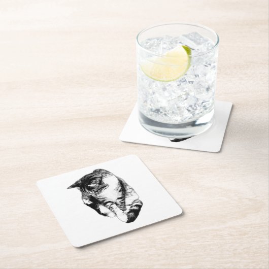 Einfarbiger Tabby-Cat-Untersetzer Rechteckiger Pappuntersetzer (Vor Ort)