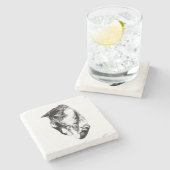 Einfarbiger Tabby-Cat-Untersetzer Steinuntersetzer (Seitenansicht)