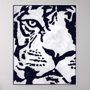 Einfarbiger Tiger mit Raben Poster