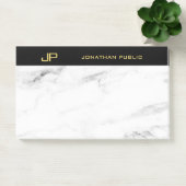 Einfarbiger, weißer Marmor-Monogramm-Gold-Text-Ele Post-it Klebezettel (Büro)