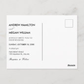 Einfarbiges Einfaches Elegantes Foto Hochzeit der Postkarte (Rückseite)