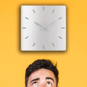 Einfarbiges graues silbernes Ombre minimales Quadratische Wanduhr