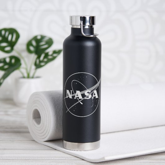 Einfarbiges Logo der NASA schwarz isoliert Trinkflasche (Yoga (gedreht))