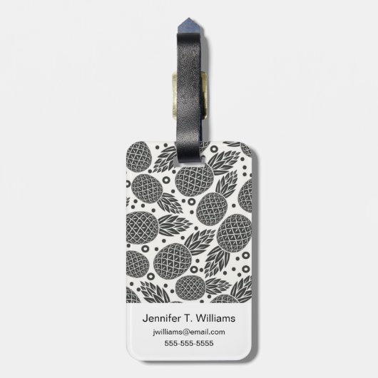 Einfarbiges Monogramm der Ananas-| Gepäckanhänger (Rückseite vertikal)