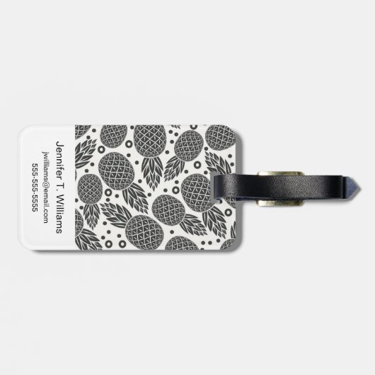 Einfarbiges Monogramm der Ananas-| Gepäckanhänger (Rückseite horizontal)