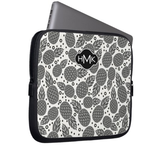 Einfarbiges Monogramm der Ananas-| Laptopschutzhülle (Vorne Rechts)