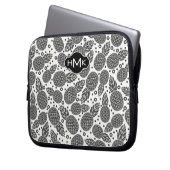 Einfarbiges Monogramm der Ananas-| Laptopschutzhülle (Vorderseite Links)