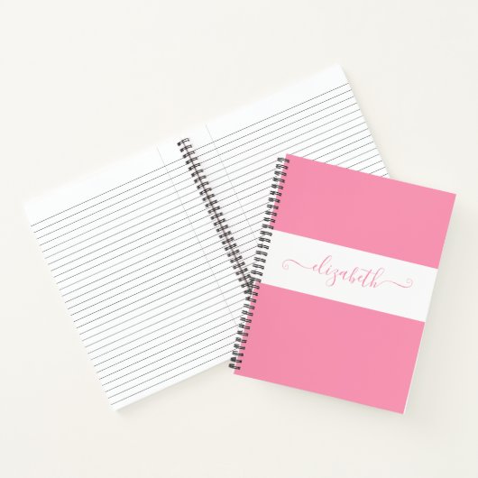 Einfarbiges Monogramm mit elegantem rosafarbenem F Notizblock (Innenseite)