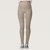 Einfarbiges Taupe-Karomuster mit horizontaler Text Leggings (Vorderseite)
