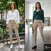 Einfarbiges Taupe-Karomuster mit horizontaler Text Leggings
