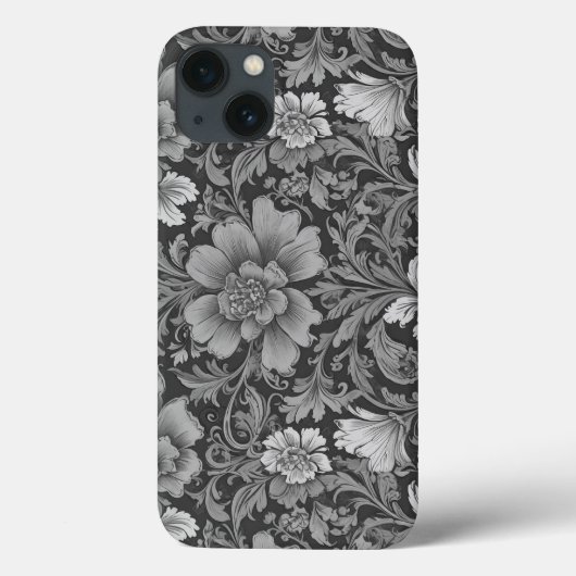 Einfarbiges Vintage-Blumenmuster Case-Mate iPhone Hülle (Rückseite)