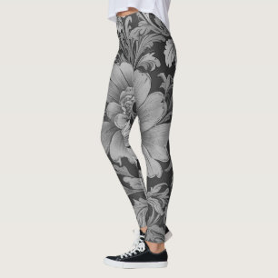 Einfarbiges Vintage-Blumenmuster Leggings