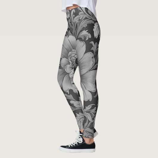 Einfarbiges Vintage-Blumenmuster Leggings (Links)