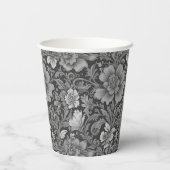 Einfarbiges Vintage-Blumenmuster Pappbecher (Rückseite)