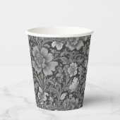 Einfarbiges Vintage-Blumenmuster Pappbecher (Vorderseite)