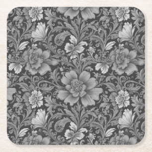 Einfarbiges Vintage-Blumenmuster Rechteckiger Pappuntersetzer