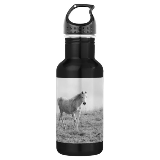 Einfarbiges weißes Pferd Edelstahlflasche (Vorderseite)