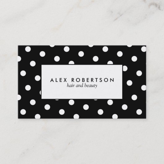 Einfarbiges weißes und schwarzes Tupfenmuster Visitenkarte (Vorderseite)
