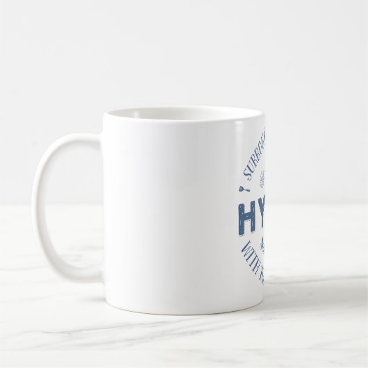 Einfassung sich W. Hygge (dunkelblauer Text) Kaffeetasse (Links)