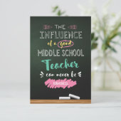 Einfluss eines guten Lehrers der Mittelschule Dankeskarte (Stehend Vorderseite)