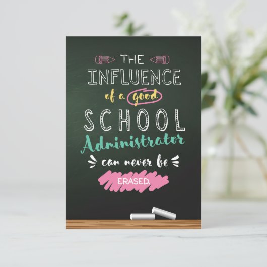 Einfluss eines guten Schulverwalters Dankeskarte (Stehend Vorderseite)