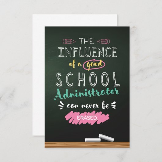 Einfluss eines guten Schulverwalters Dankeskarte (Vorne/Hinten)