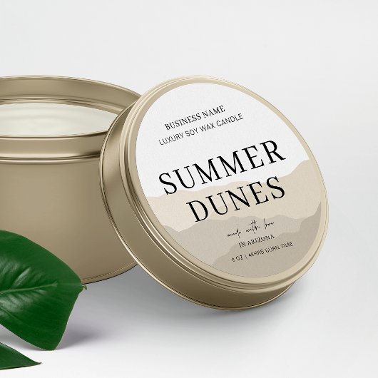 Einfügen des Logos Moderne Boho Beige Candle Jar P Runder Aufkleber