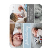 Einführung Baby Boy Foto Collage modern blau Magnet (Vertikal)