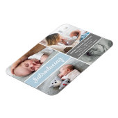 Einführung Baby Boy Foto Collage modern blau Magnet (Linke Seite)