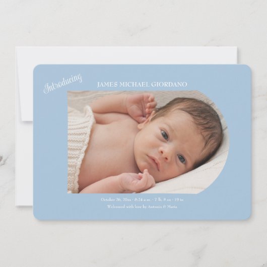 Einführung Baby Boy Foto Geburtserklärung Einladung (Vorderseite)