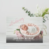 Einführung Baby Foto Rosa Geburtshinweise (Stehend Vorderseite)