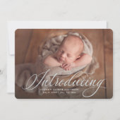 Einführung Baby One Foto elegante blaue Geburt Ankündigung (Vorderseite)