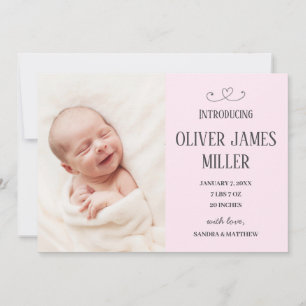 Einführung der Baby Birth Announcement Foto Card Ankündigung
