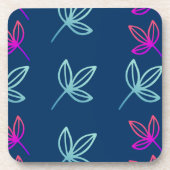 Einführung der Blue Elegan Green&Pink-Blätter Getränkeuntersetzer (Vorderseite)