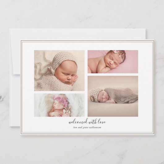 Einführung der Geburtsankündigung von Baby // Weiß Ankündigung (Rückseite)