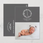 Einführung der Geburtsankündigung von Blumenkranke Postkarte (Vorne/Hinten)