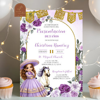 Einführung der mexikanischen Charra-Girl mit lila  Einladung