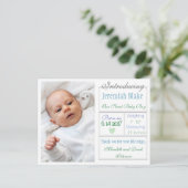 Einführung der neuen Baby Boy Ankündigung Postkart (Stehend Vorderseite)